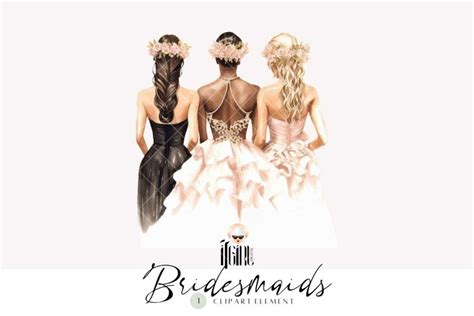 Boho Bridesmaids Watercolor Clipart Wedding