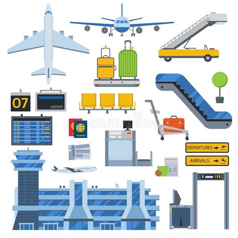 Sistema Del Vector De Los Símbolos Del Aeropuerto Ilustración Del