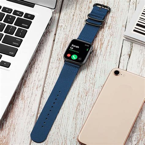 Bracelet à boucle en nylon Apple Watch bleu Braceletsmartwatch fr