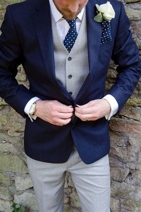 The Drop Bespoke Suits Made For You Navy Three Piece Suit With Grey