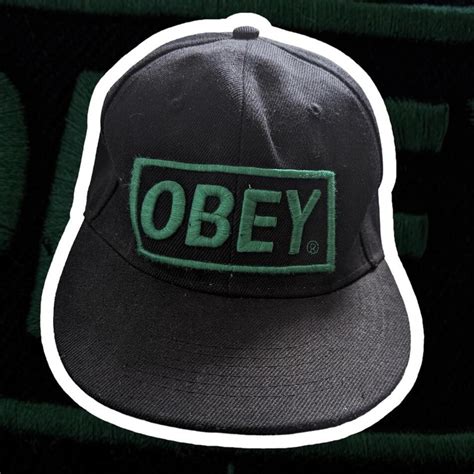 Green Obey Cap Great condition Black with green... - Depop