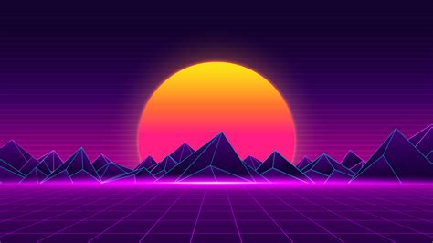 Retrowave Sunset Wallpaper K