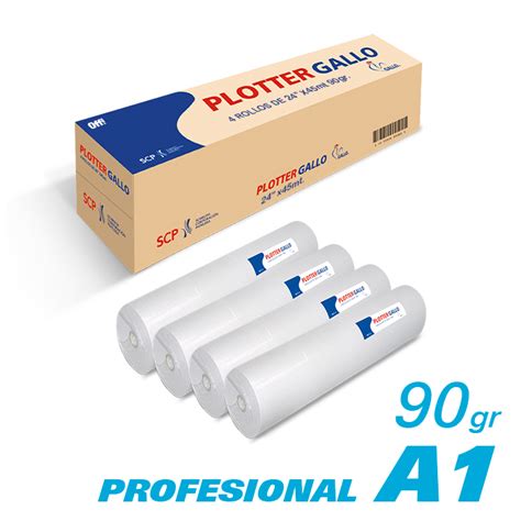 Papel Plotter A1 45m 90gr Caja 4 Rollos Gallo