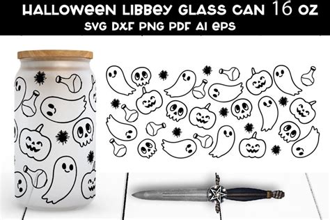 Halloween Libbey Glass Can SVG Ghost Glass Can 2082965