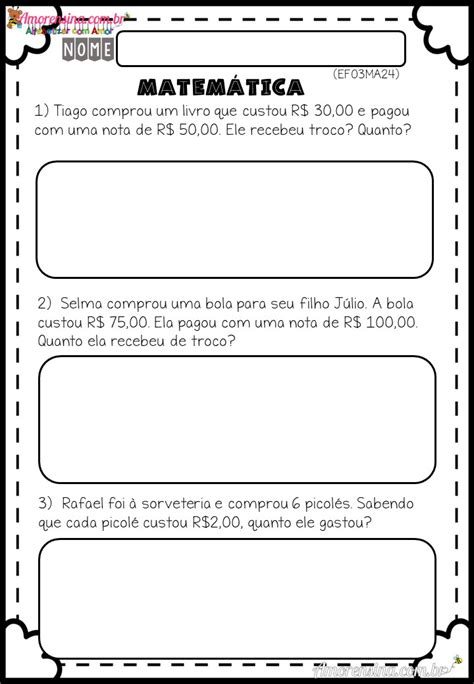 Situações Problemas e Sistema Monetário 3º ano 1 Sistema monetario