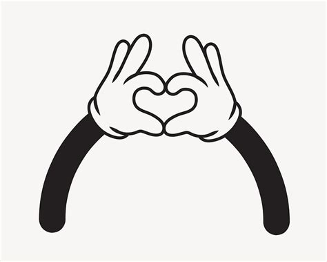 Cartoon Heart Hands Gesture Line Premium Vector Illustration Rawpixel