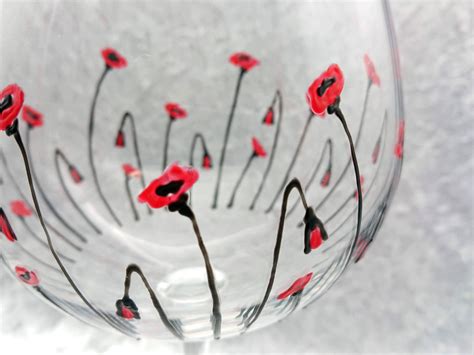 Hand Painted Poppy Large Gin Glass Etsy