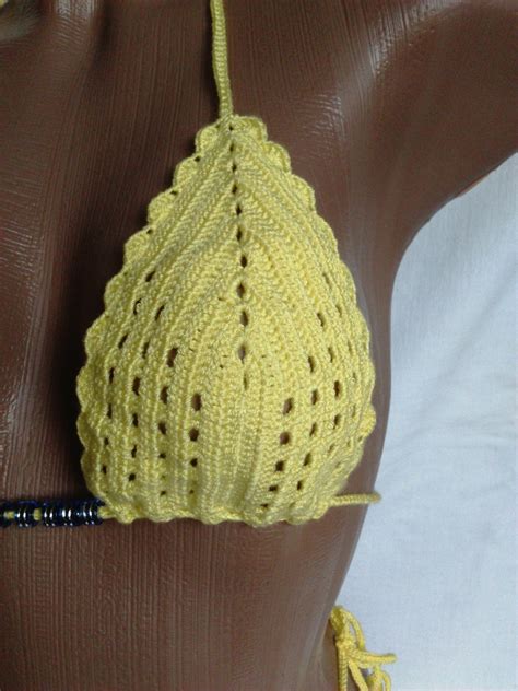 Сrochet micro bikini Crochet yellow micro bikini Extreme Etsy