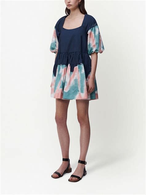 Jonathan Simkhai Standard Baylee Puff Sleeve Mini Dress In Blue Modesens