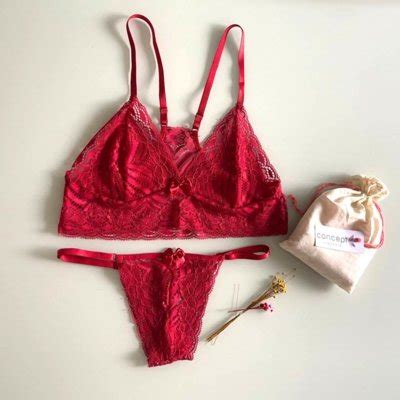 Conjunto De Renda Atra O Concept Lingerie Vermelho Compre Agora