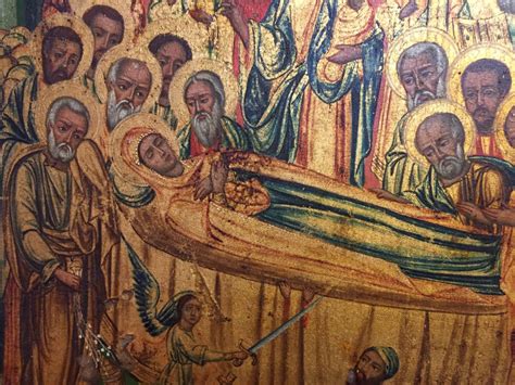 Proantic Icône Grecque De La Dormition De La Vierge 19e Siècle Ma