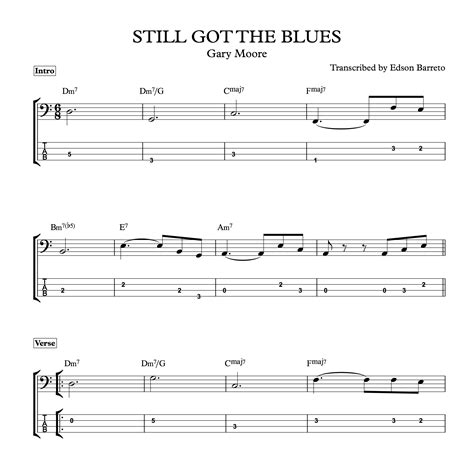 STILL GOT THE BLUES Gary Moore Bass Score Tab Lesson Edson Renato