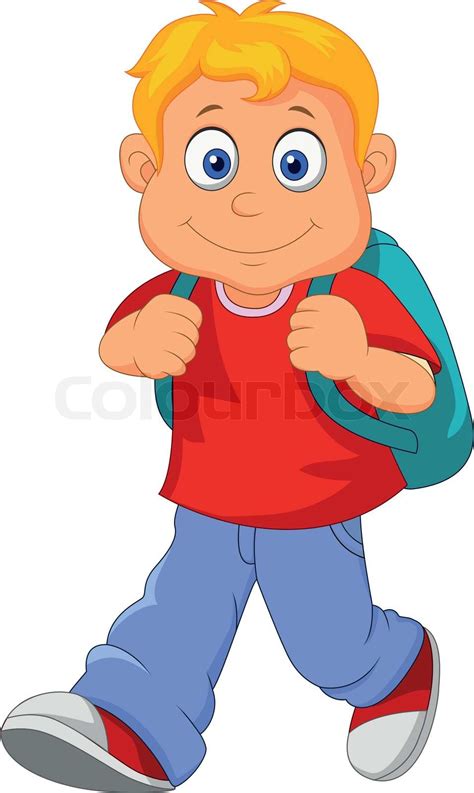 Little Boy Cartoon Walking Stock Vector Colourbox