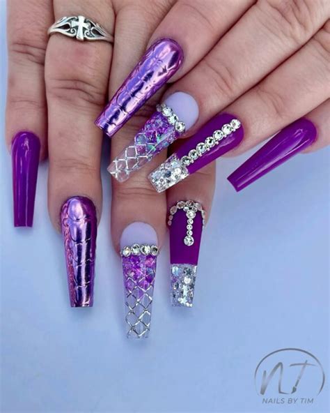 Explore 30 Purple Coffin Nail Designs In 2024