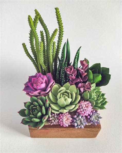 Artificial Succulent Garden Succulents In A Wooden Box In 2024