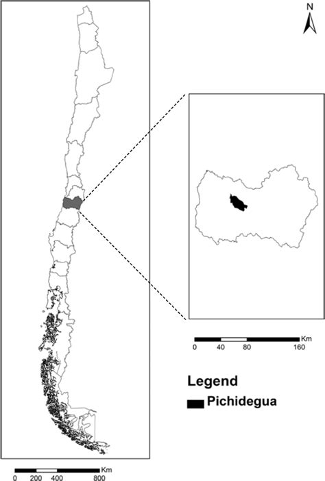 Location Of The Pichidegua Commune Black Coloured Ohiggins Region