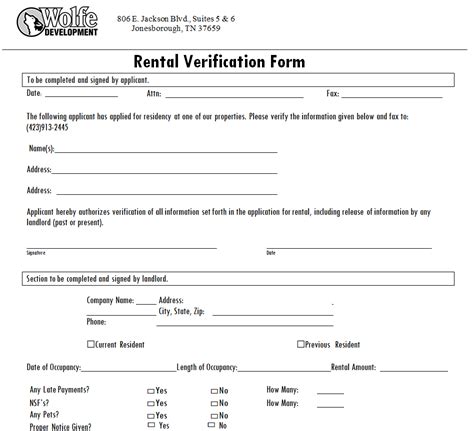 Useful Rental Verification Form Templates Word Excel Samples