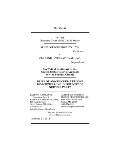 Scotus Amicus Brief Filed In Alice Corp V Cls Bank Case Pdf