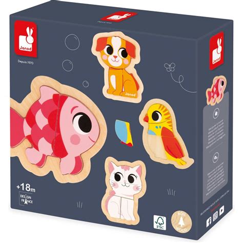 Puzzles bois bébé Set 3 puzzles animaux enfant 18 mois Janod