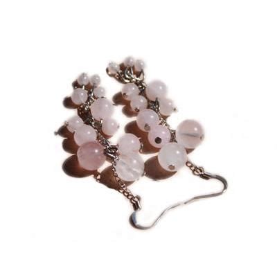 Boucles D Oreilles Grappes En Pierre Naturelle De Quartz Rose Aromasud