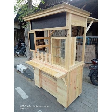 Jual Gerobak Jualan Booth Kayu Jati Belanda Murah Booth Minimalis