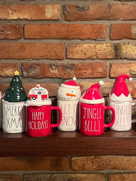 Rae Dunn Holiday Christmas Mugs With Toppers - Etsy