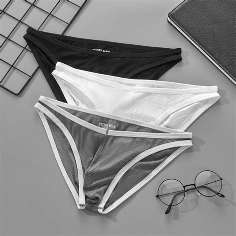 Mens Low Rise Tanga Bikini Briefs Soft Underwear Breathable Pouch Underpants US EBay