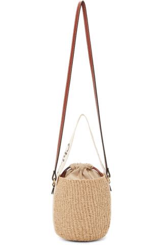 Chloé Beige Mifuko Edition Small Woody Basket Bag SSENSE