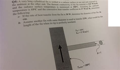 Solved Q A Very Long Cylindrical Fin Is Welded To A Chegg