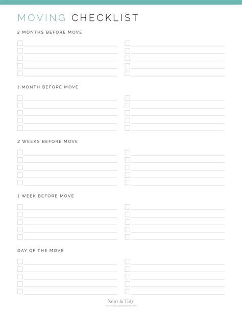 Moving Inventory Checklist Printable