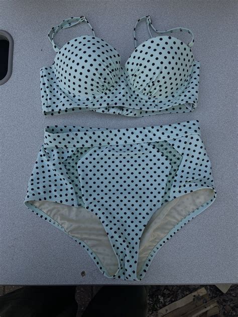 Betsey Johnson Mint Green Polka Dot Bikini Swim Top A Gem