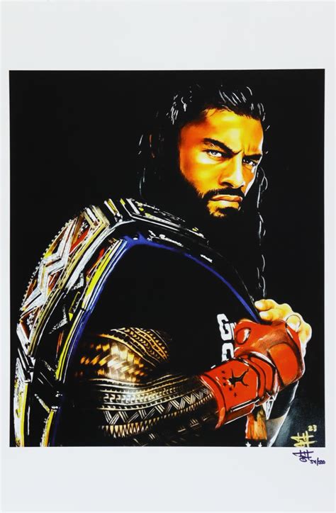 Roman Reigns WWE LE 12x18 Lithograph By Joshua Barton 500 PA