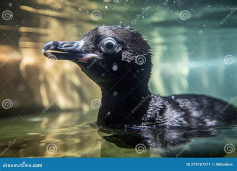 Baby Penguin, Taken Underwater, Swimming among Its Family Stock ...