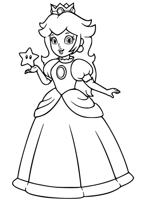 Princesse Peach Avec Une Toile Coloriages De Super Mario Bros