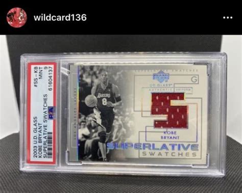 2003 04 UD GLASS Kobe Bryant Superlative Swatches GAME WORN PSA 9 Pop