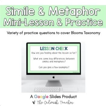 Simile Metaphor Mini Lesson Practice By The Calmish Teacher Tpt