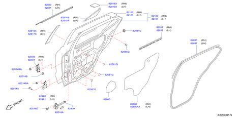 2021 Nissan Altima Door Belt Molding (Left, Rear) - 82821-5RB0A - Genuine Nissan Part