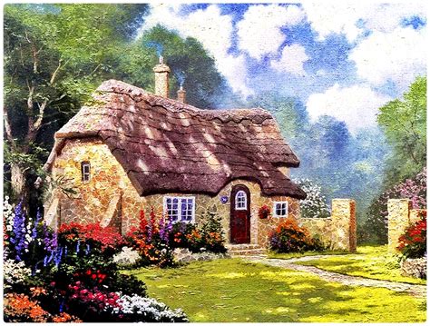 Solve English Thatched Roof Stone Cottage Jigsaw Puzzle Online With 300