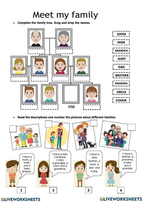 family members  interactive worksheets