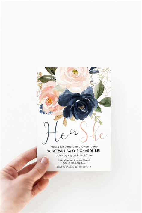 Gender Reveal Invitation Gender Reveal Invite Floral Gender - Etsy