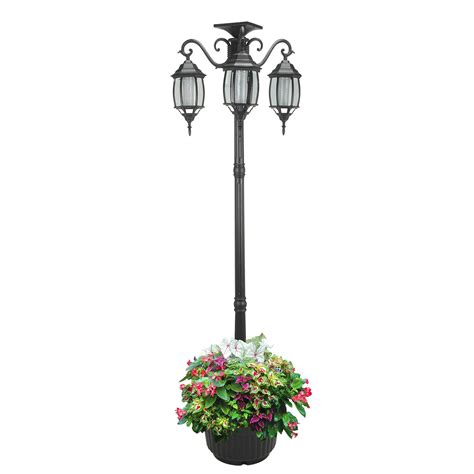 Sun Ray Madison Solar Lamp Post And Planter Black Walmart