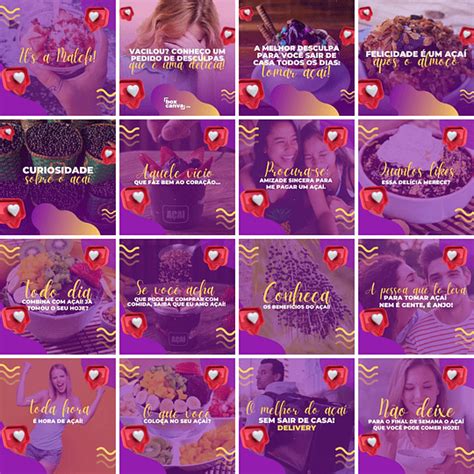 Pack Canva Açaí Templates Editáveis 200 Artes Legendas