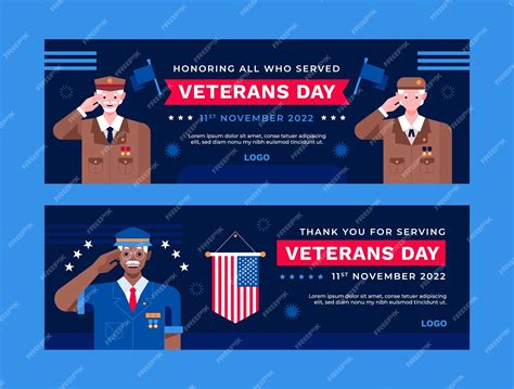 Free Vector | Flat veterans day horizontal banner template