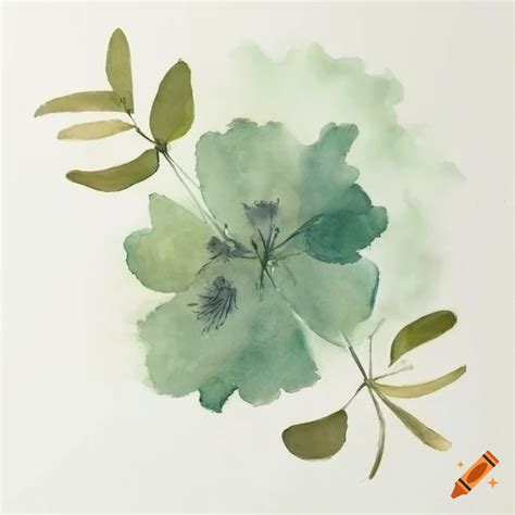 Sage Green Pressed Flower Watercolor Painting