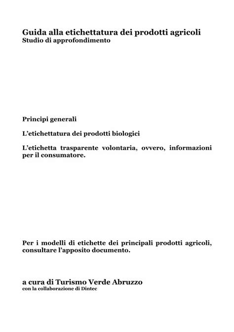 Pdf Guida Alla Etichettatura Dei Prodotti Agricoli Cialaquila It