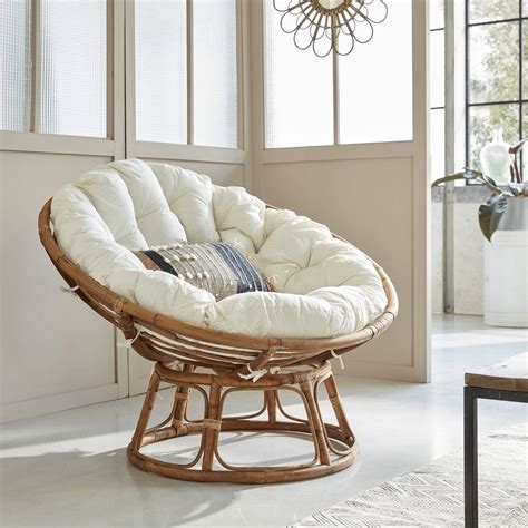 Fauteuil Rond En Rotin Style Loveuse Avec Coussin Made In Meubles