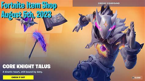 Fortnite Item Shop August 5th 2023 New Core Knight Talus Skin