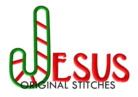 Christmas Jesus Candy Cane Applique And Embroidery Digital Etsy