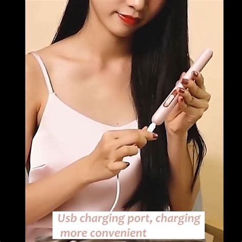Electric Cordless Hair Straightener And Curling 2 In 1 Dry Comb Mini USB Charging Hot