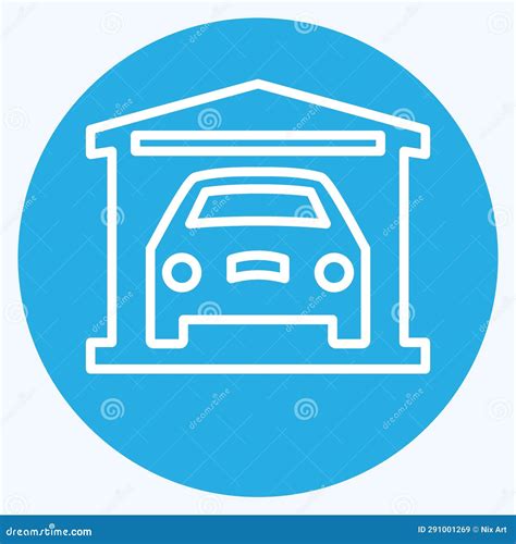 Icon Garage Related To Car Automotive Symbol Blue Eyes Style Simple